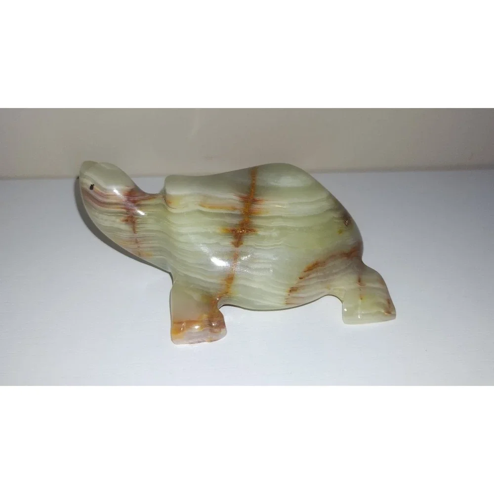 Vintage Hand-Carved Green Onyx Turtle Figurine – 4